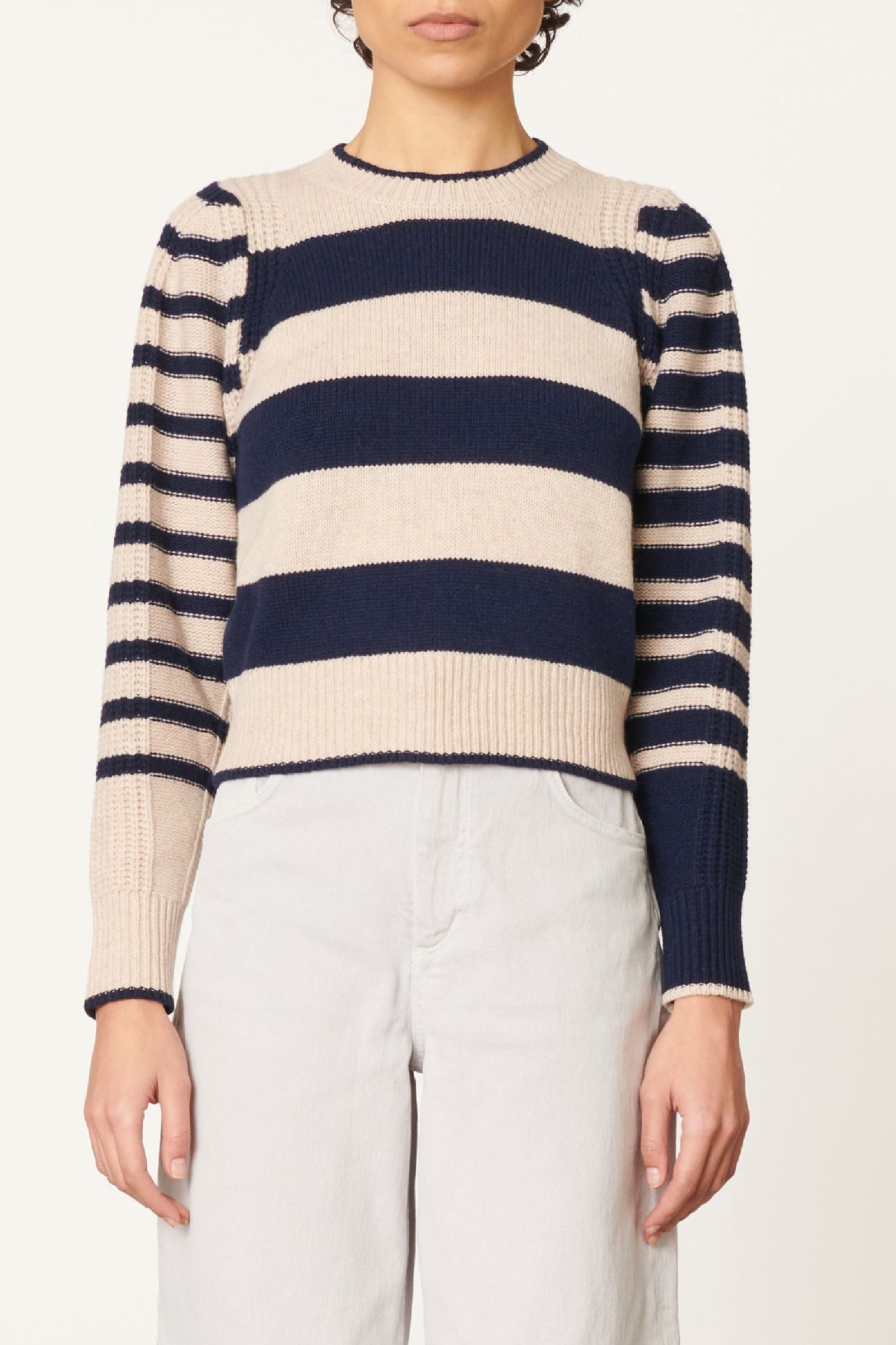 Pull Dipika en laine - Écru & Marine