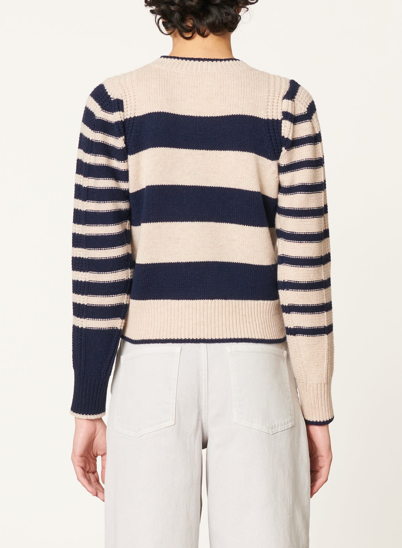 Pull Dipika en laine - Écru & Marine