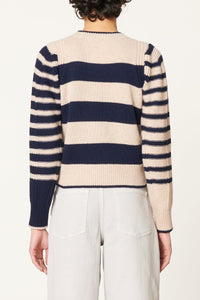 Pull Dipika en laine - Écru & Marine