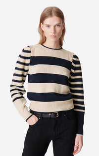 25 QTY NEW // ECRU/MARINE / Pull Dipika - ECRU/MARINE