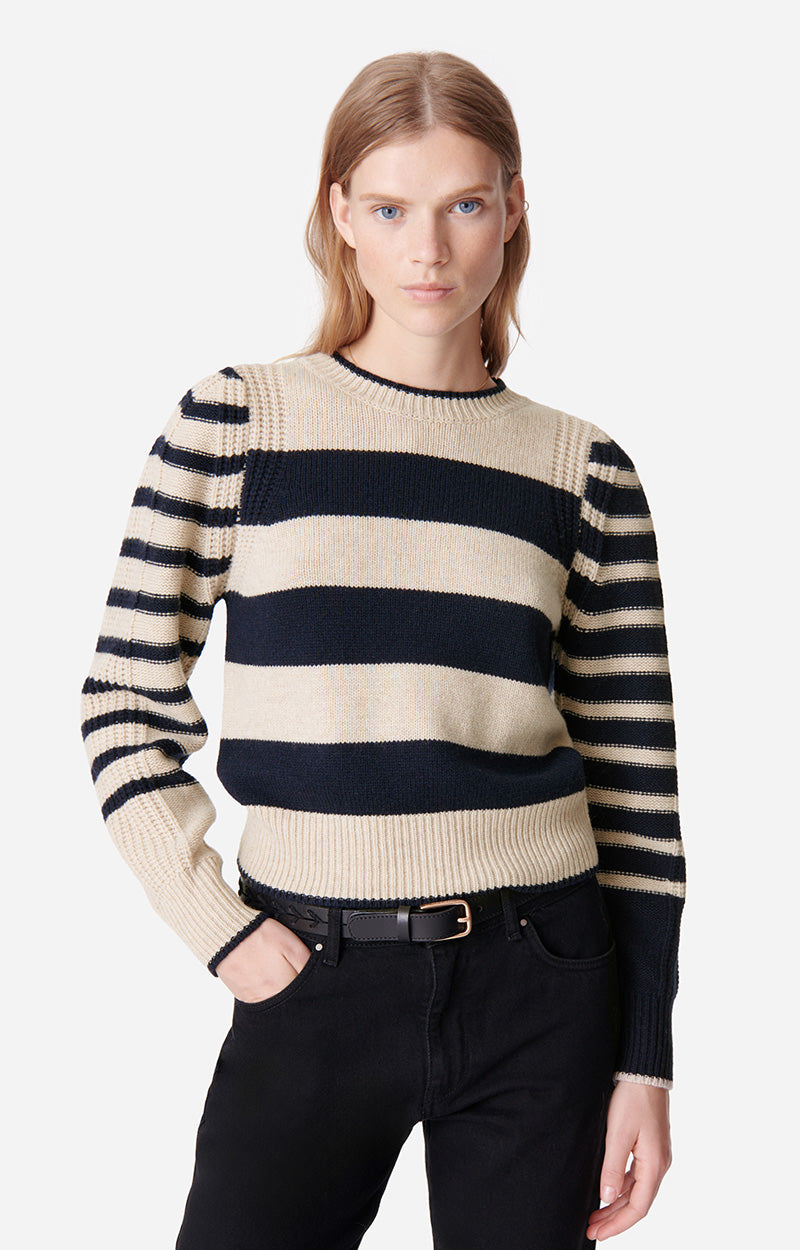 25 QTY NEW // ECRU/MARINE / Pull Dipika - ECRU/MARINE