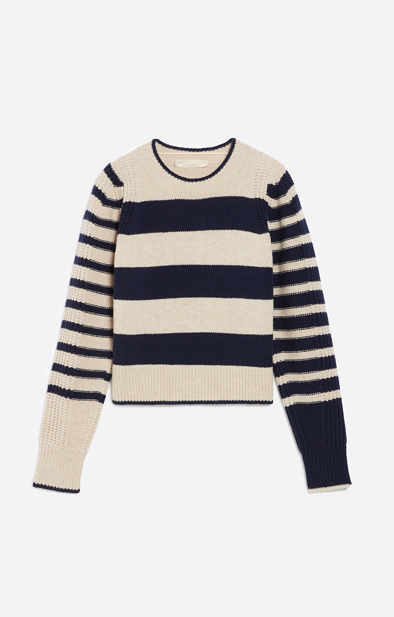 25 QTY NEW // ECRU/MARINE / Pull Dipika - ECRU/MARINE