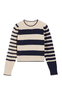 Pull Dipika en laine - Écru & Marine