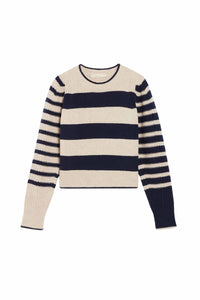 Pull Dipika en laine - Écru & Marine