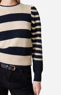 Pull Dipika en laine - Écru & Marine