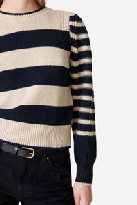 Pull Dipika en laine - Écru & Marine
