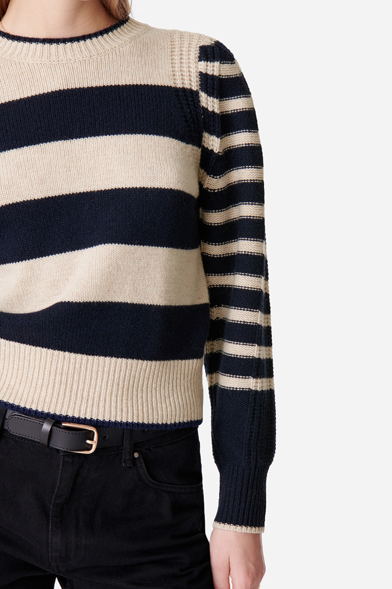 Pull Dipika en laine - Écru & Marine