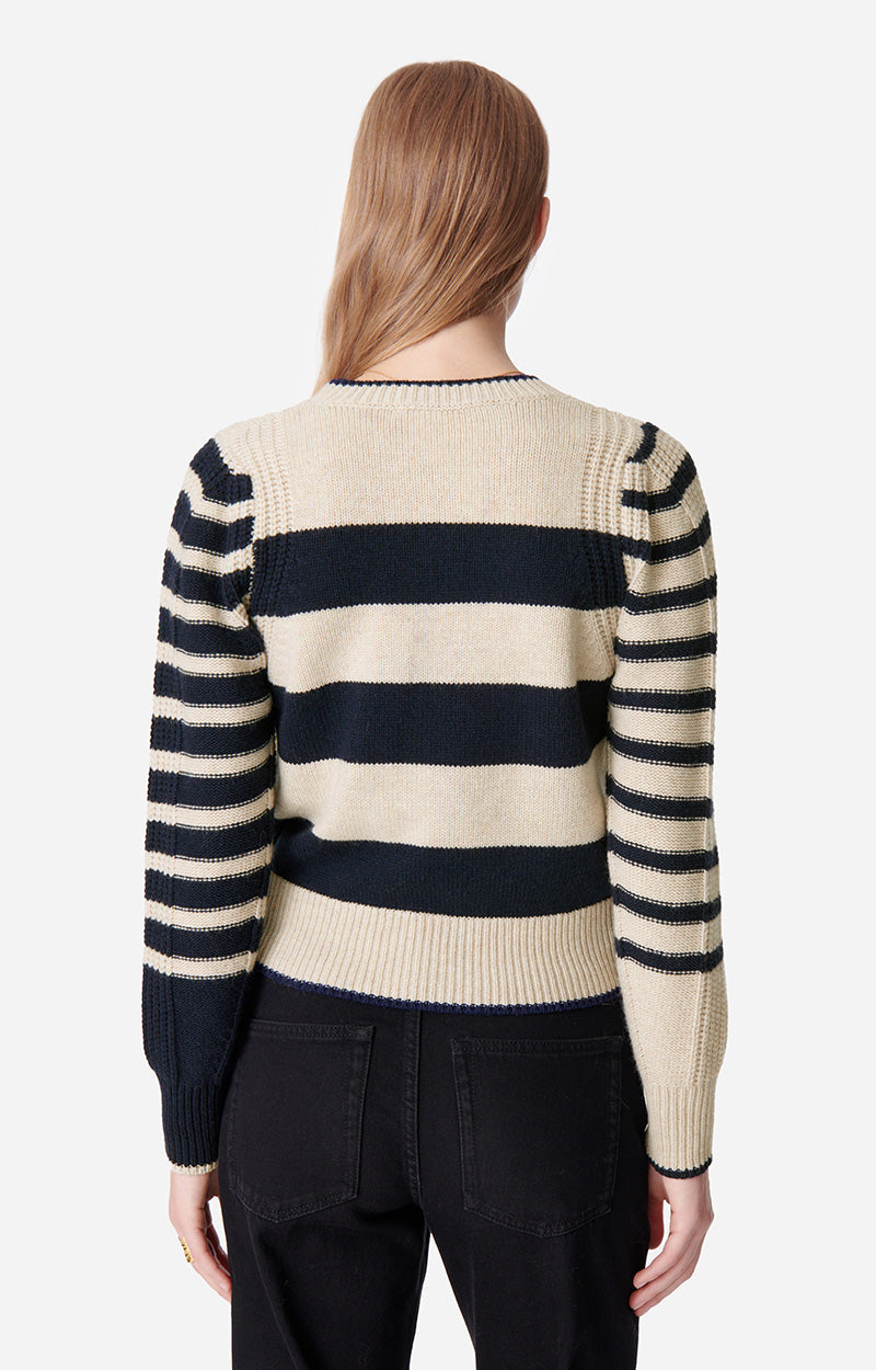 Pull Dipika en laine - Écru & Marine