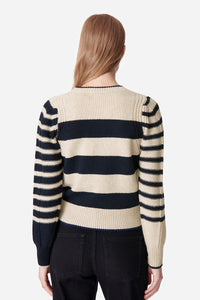 Pull Dipika en laine - Écru & Marine