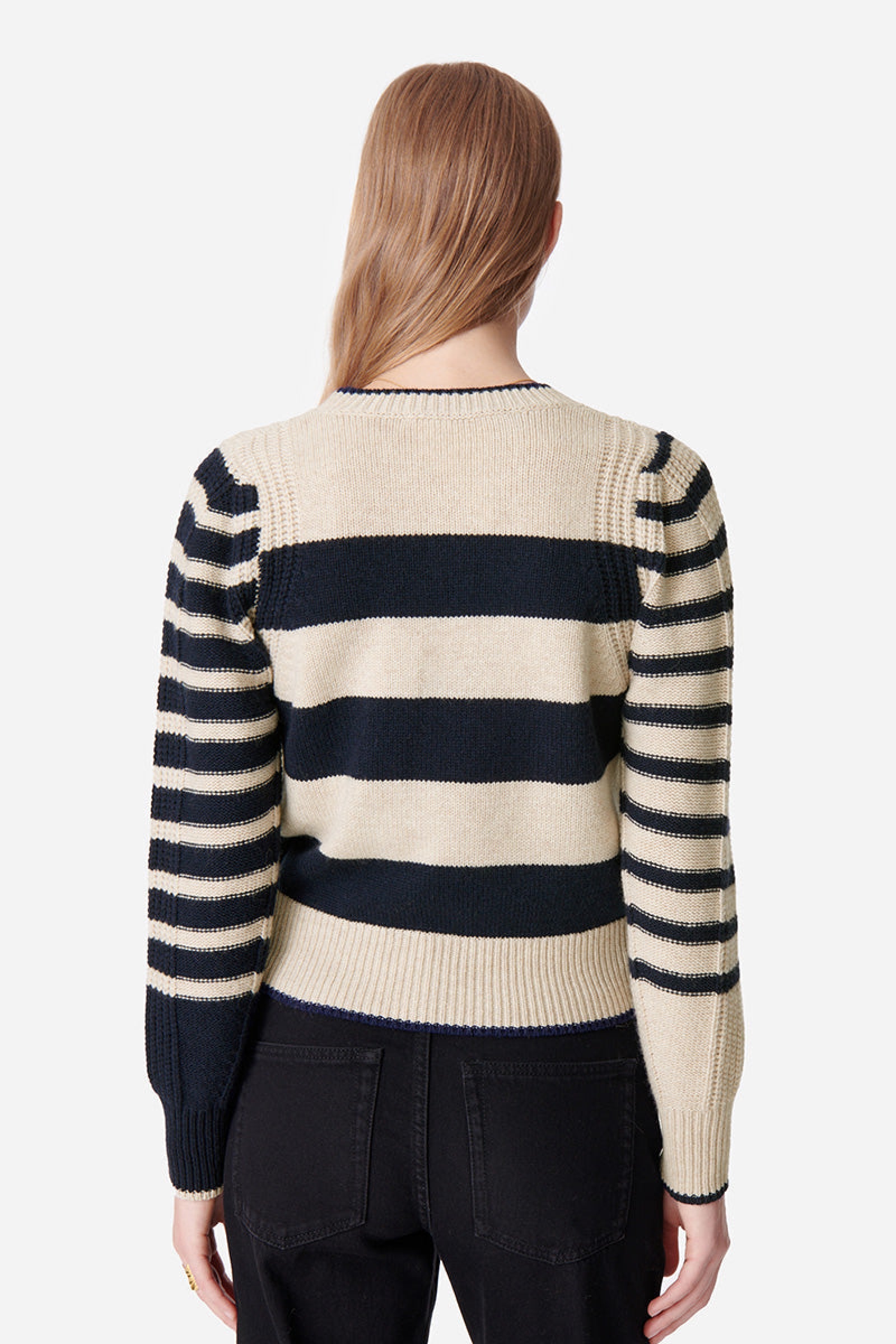 Pull Dipika en laine - Écru & Marine