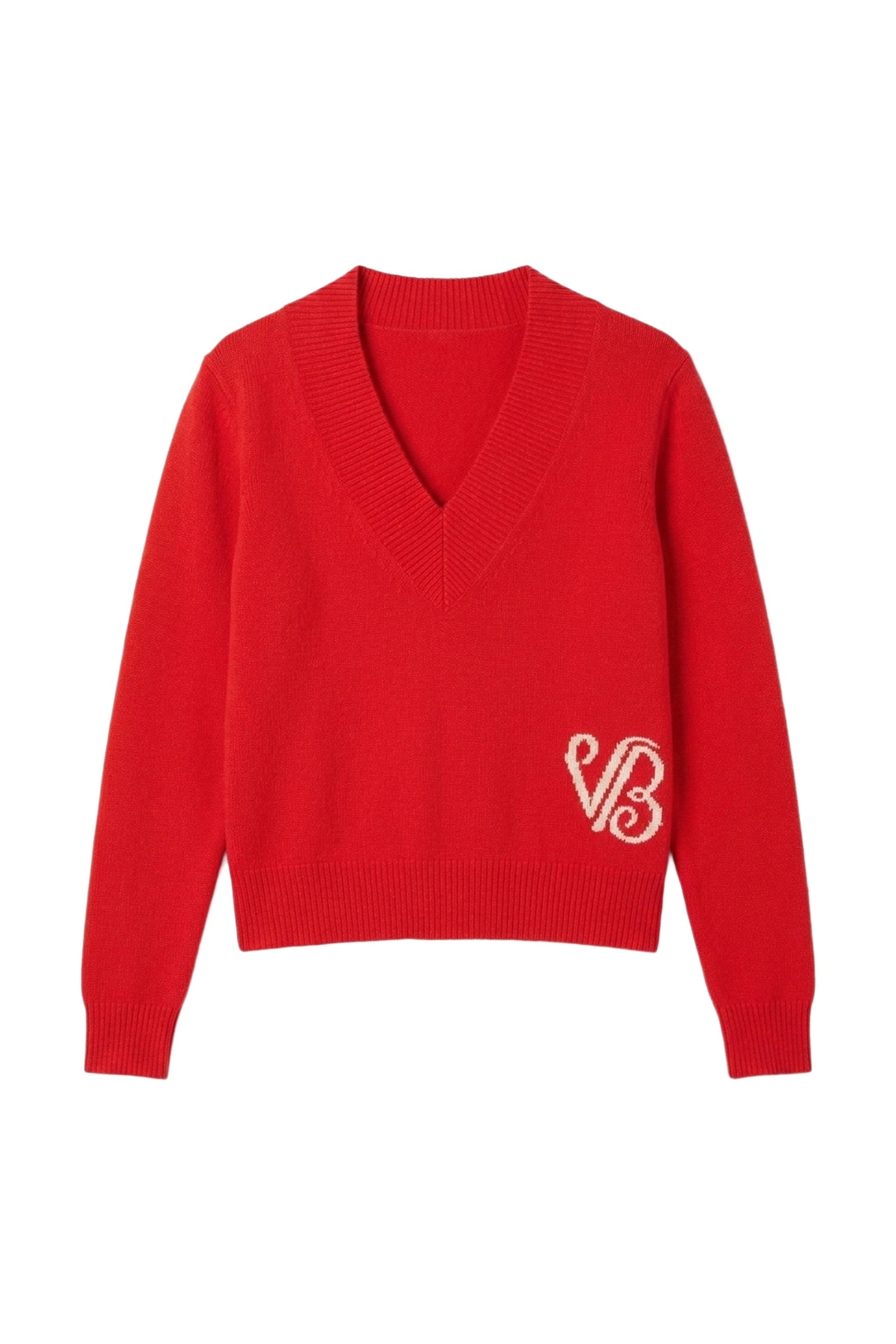 RECO : 150 // Pull col V en laine - Coquelicot