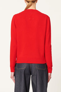 Pull col V en laine - Coquelicot