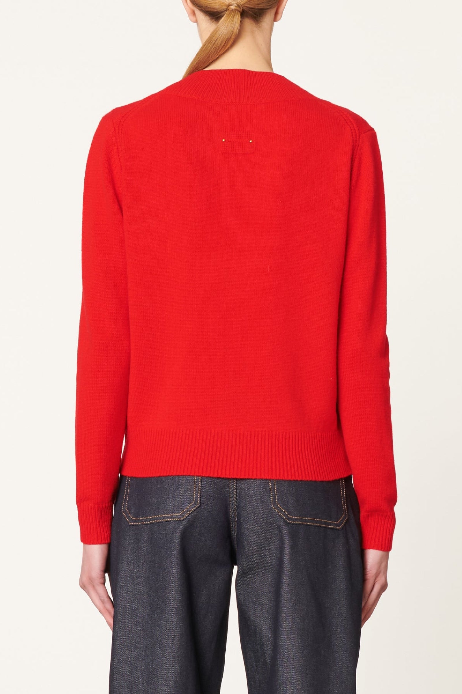 Pull col V en laine - Coquelicot