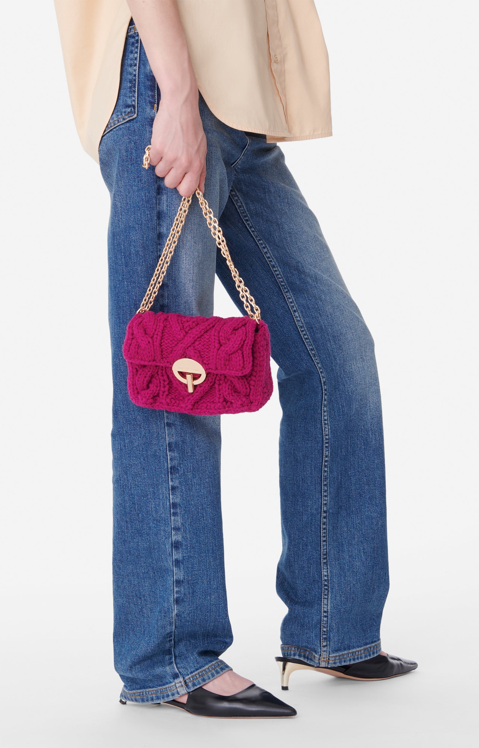 1 QTY NEW // FUSHIA / Sac Nano Moon en Laine - FUSHIA