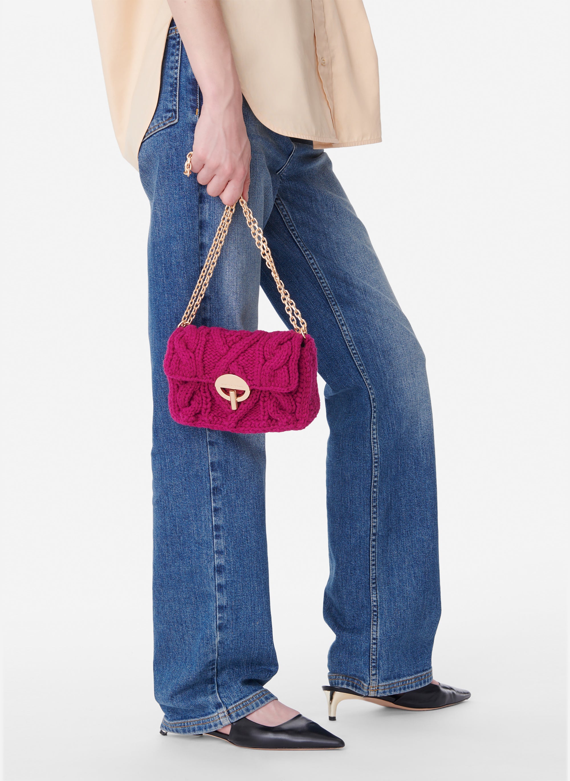 1 QTY NEW // FUSHIA / Sac Nano Moon en Laine - FUSHIA