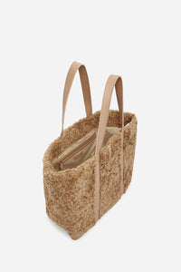 Iconic L tote bag in faux fur - Beige