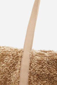 Iconic L tote bag in faux fur - Beige
