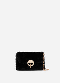 3 QTY NEW // NOIR / Sac Nano Moon en Fausse Fourrure - NOIR