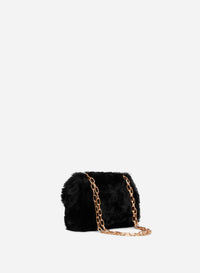 3 QTY NEW // NOIR / Sac Nano Moon en Fausse Fourrure - NOIR
