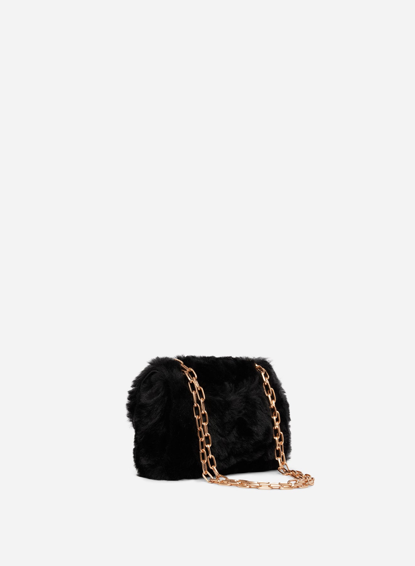 3 QTY NEW // NOIR / Sac Nano Moon en Fausse Fourrure - NOIR