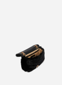 3 QTY NEW // NOIR / Sac Nano Moon en Fausse Fourrure - NOIR