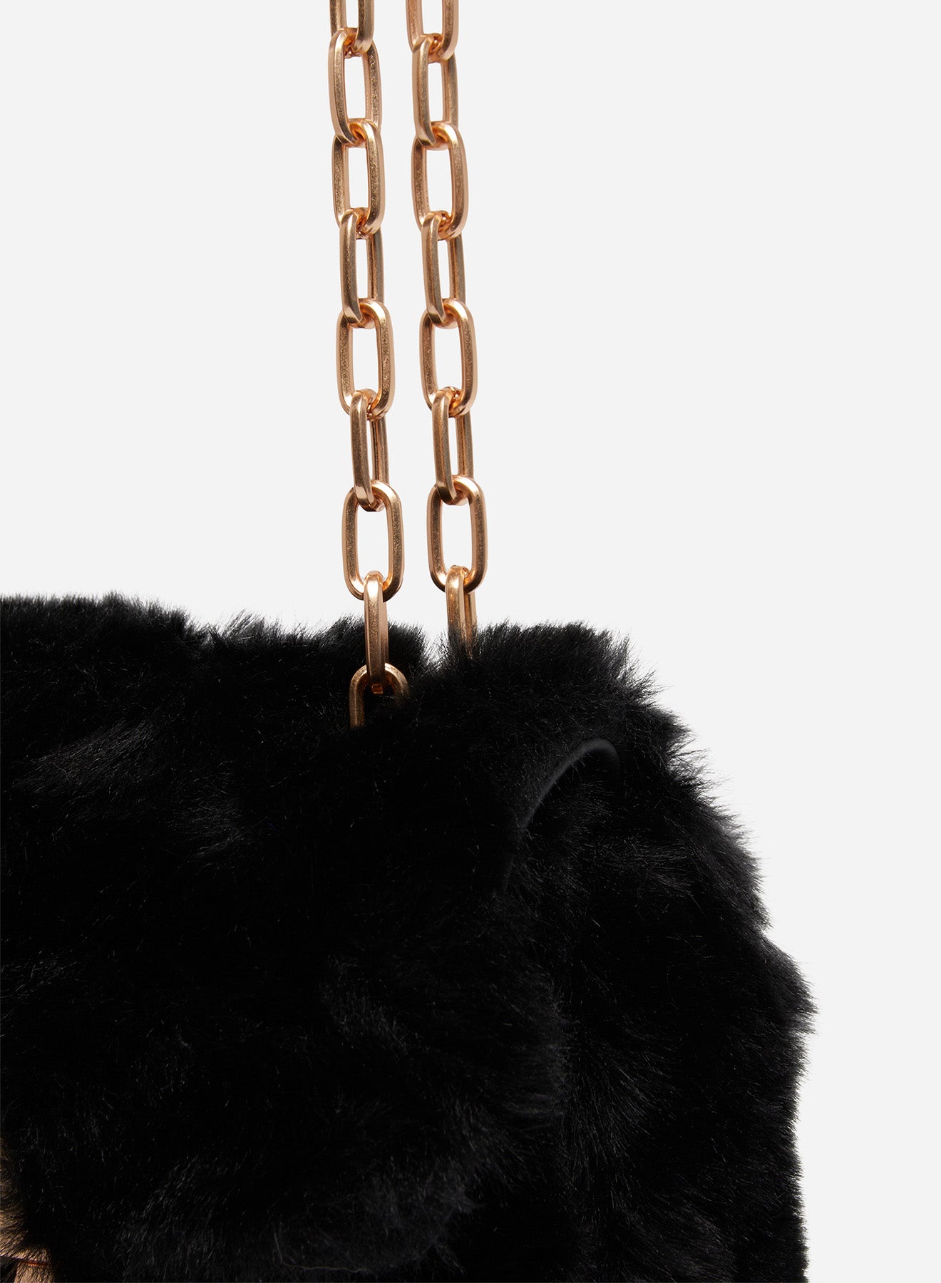 3 QTY NEW // NOIR / Sac Nano Moon en Fausse Fourrure - NOIR