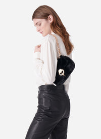 3 QTY NEW // NOIR / Sac Nano Moon en Fausse Fourrure - NOIR