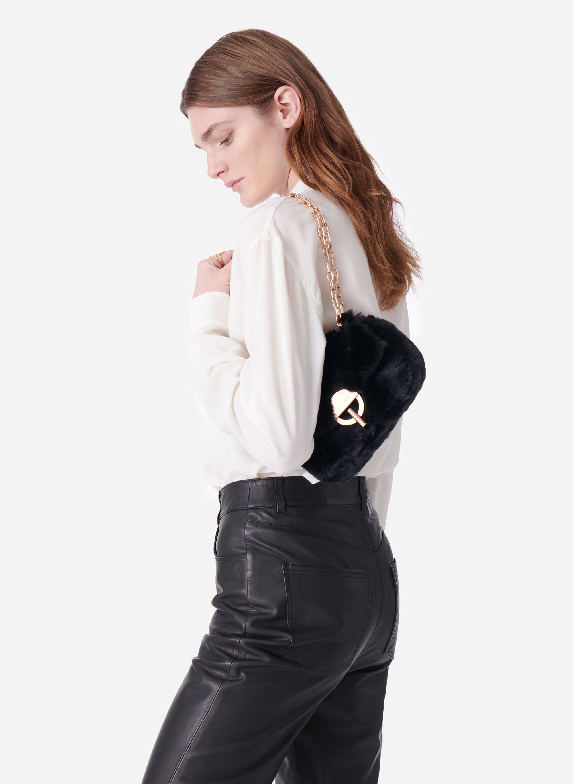 3 QTY NEW // NOIR / Sac Nano Moon en Fausse Fourrure - NOIR