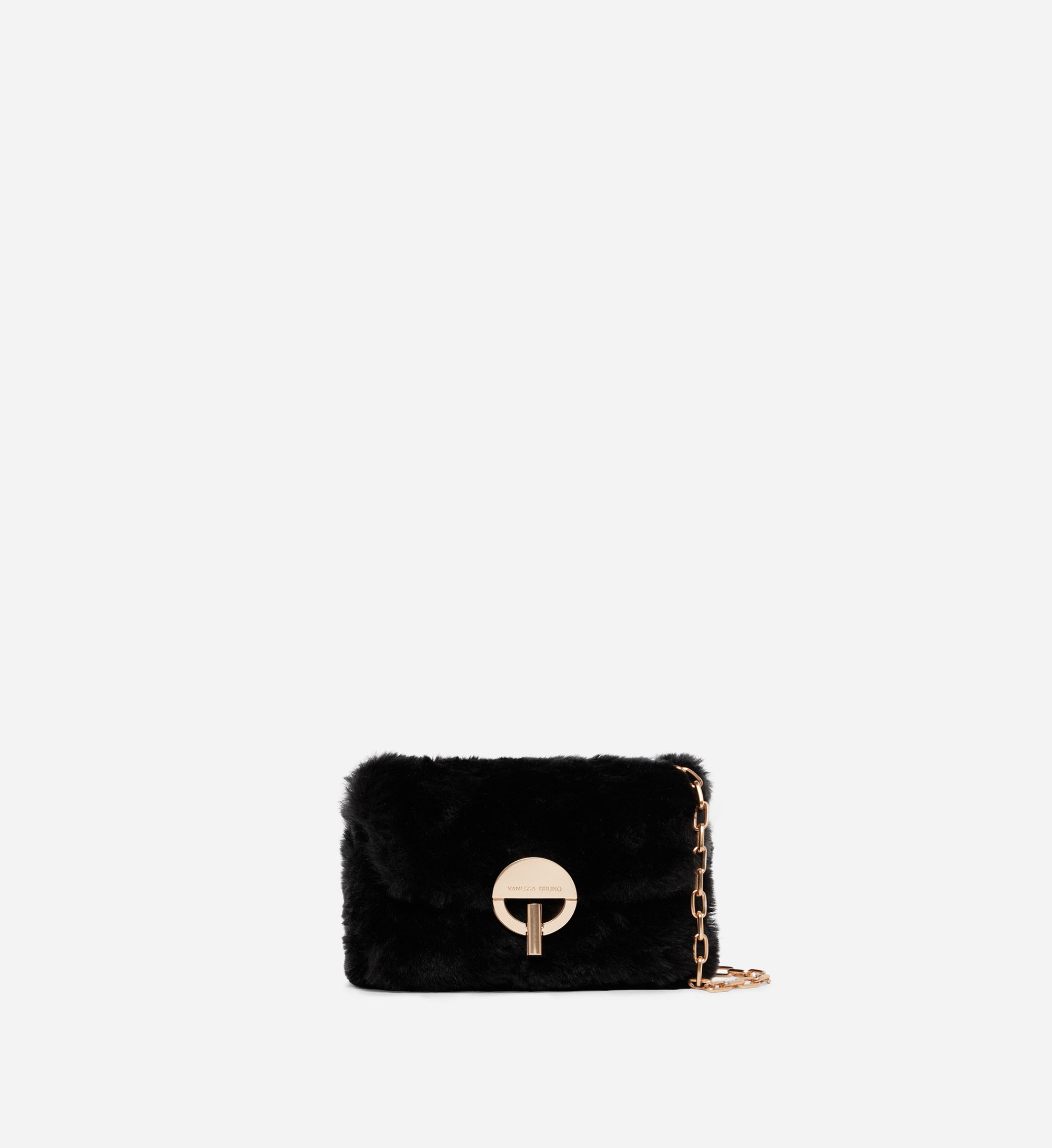 3 QTY NEW // NOIR / Sac Nano Moon en Fausse Fourrure - NOIR