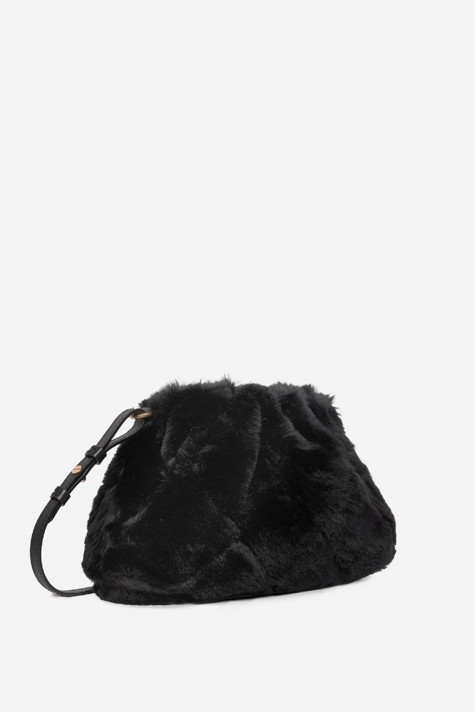 Moon faux fur clutch bag - Black