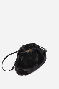 Moon faux fur clutch bag - Black