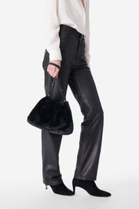Moon faux fur clutch bag - Black