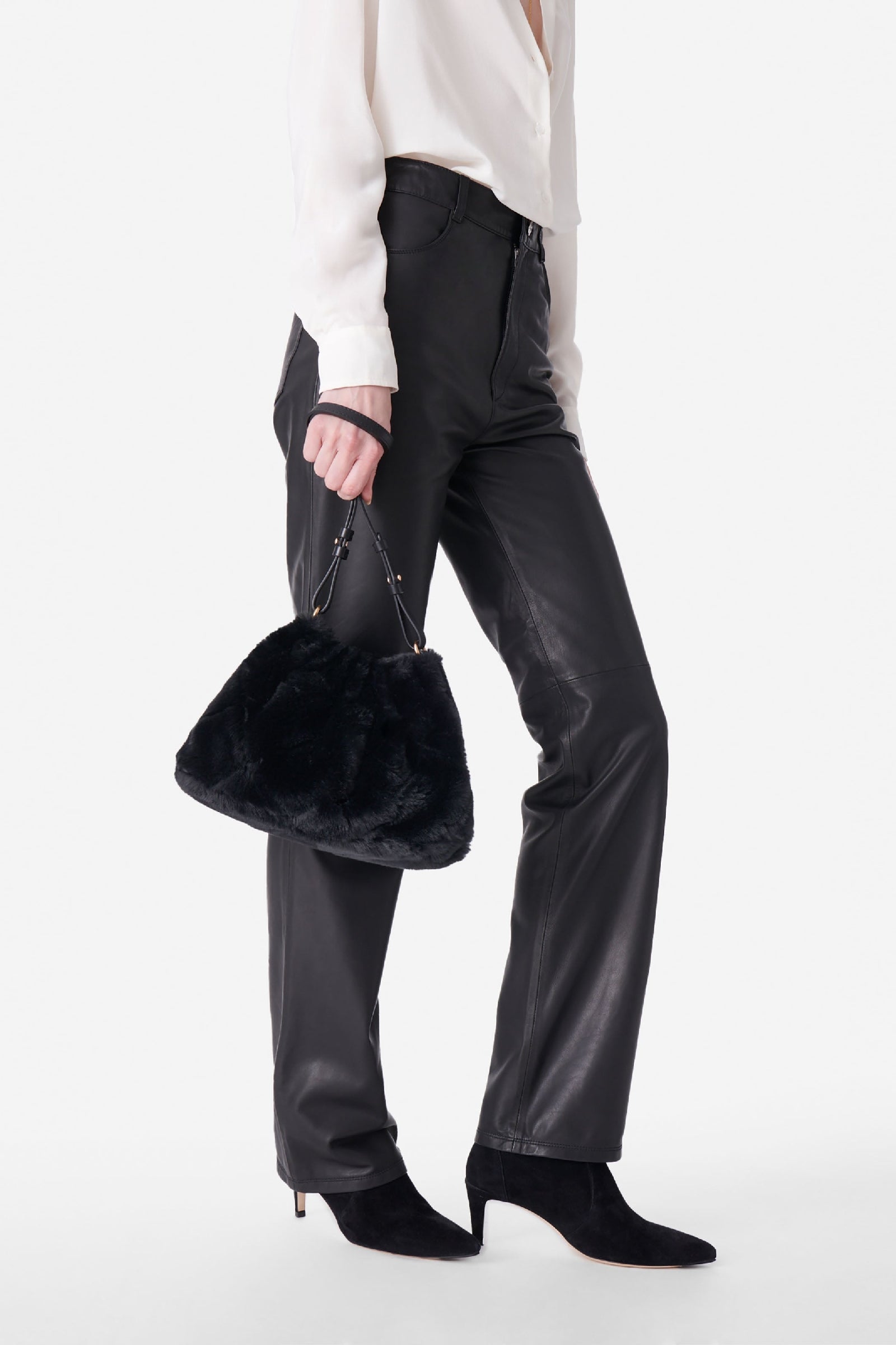 Moon faux fur clutch bag - Black