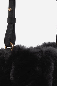 Moon faux fur clutch bag - Black