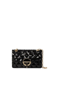 Petit sac Moon à rabat en sequins - Noir