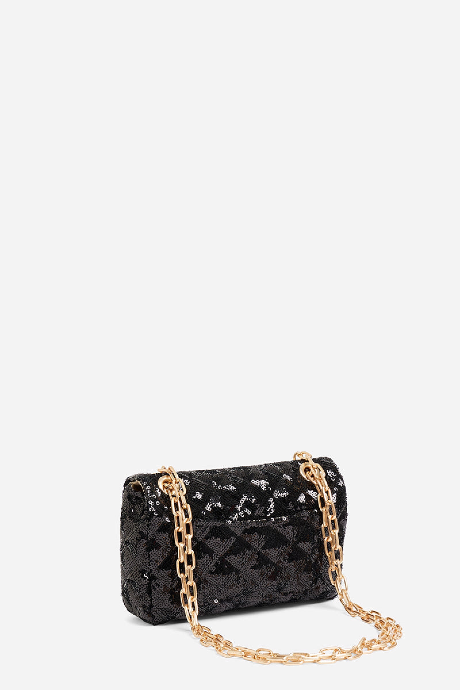 Petit sac Moon à rabat en sequins - Noir