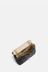 Petit sac Moon à rabat en sequins - Noir