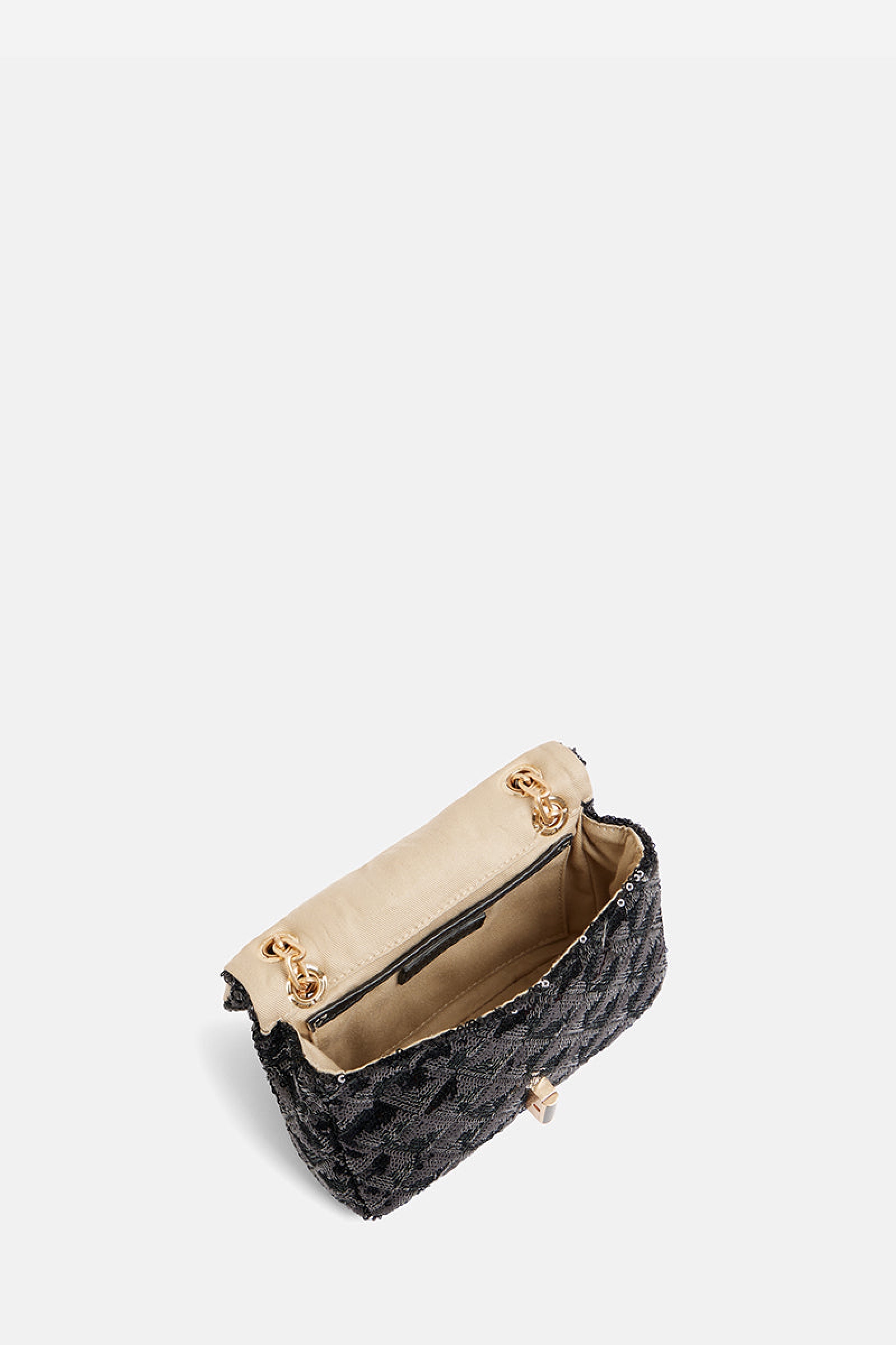 Petit sac Moon à rabat en sequins - Noir