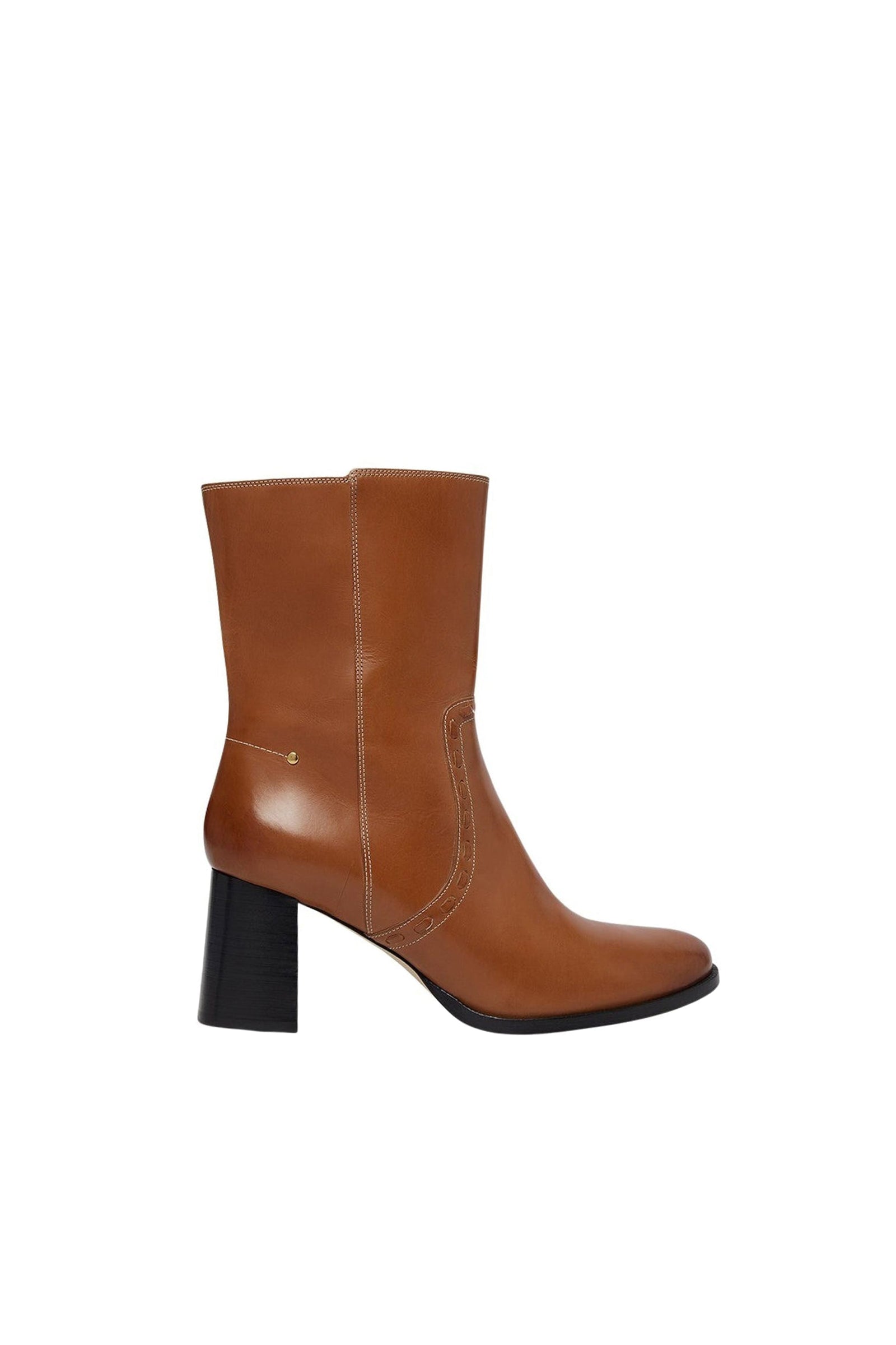 Bottines 70 en cuir - Cognac