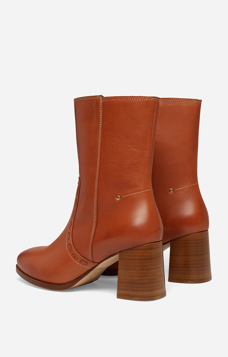 Bottines 70 en cuir - Cognac