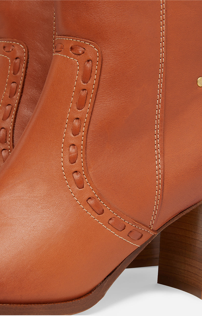 Bottines 70 en cuir - Cognac