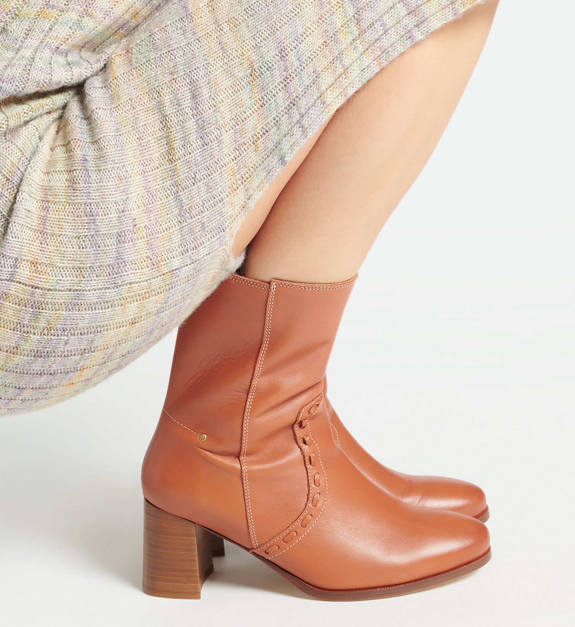 Bottines 70 en cuir - Cognac