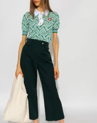 Pantalon droit en laine - Vert Sapin