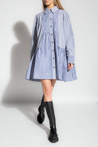 Robe chemise courte à rayures - Gray Blue
