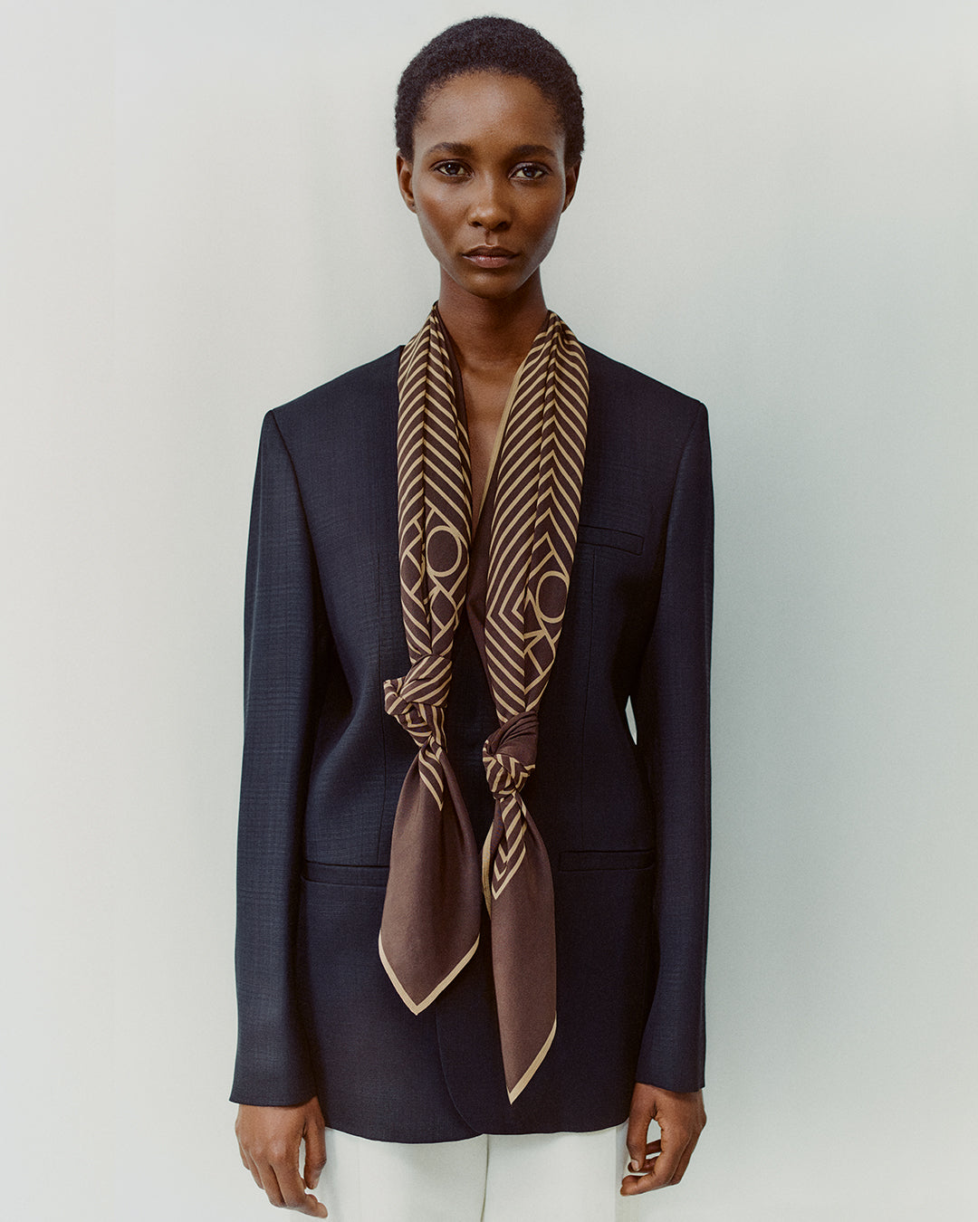CENTERED MONOGRAM SILK SCARF