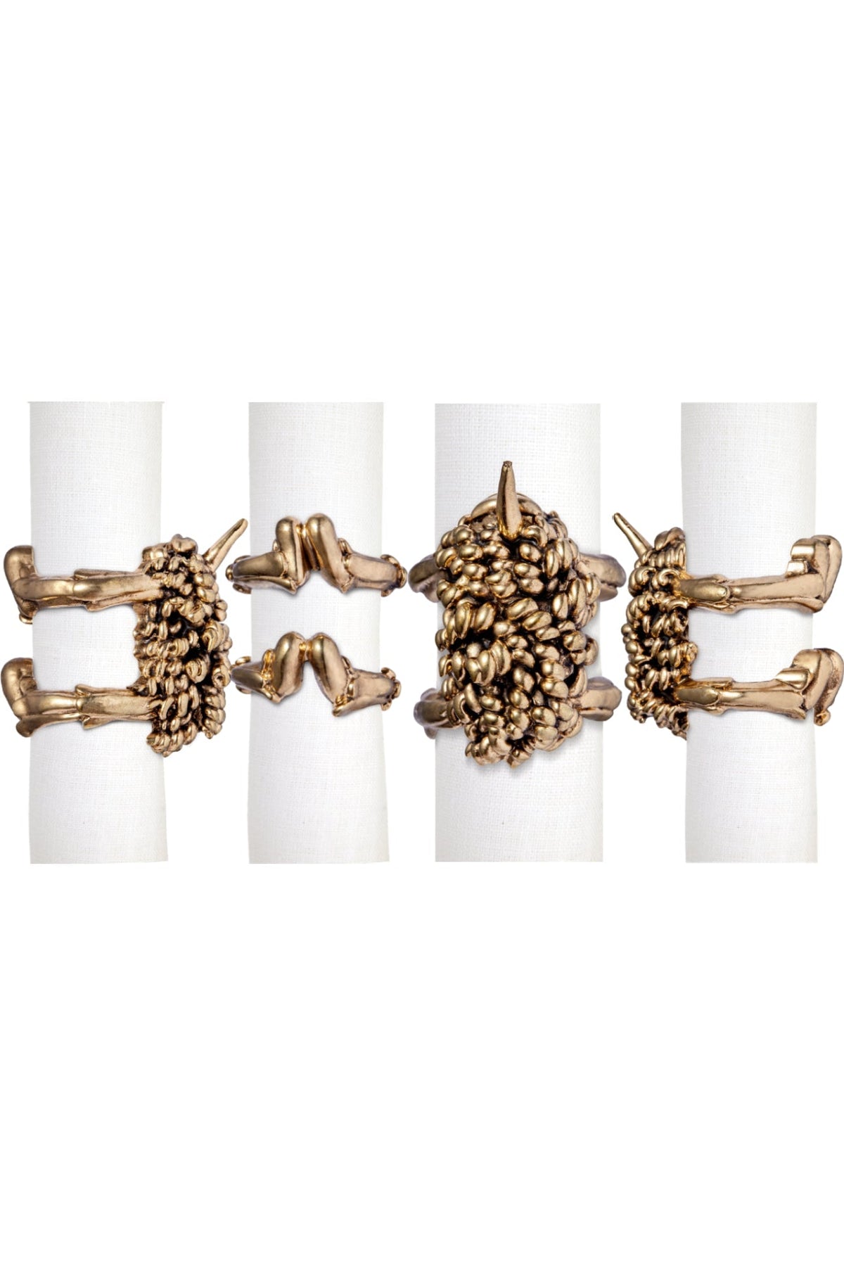 Set de 4 ronds de serviette Haas Monster en laiton - Or