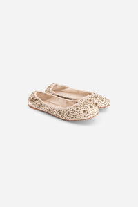 Ballerines Ballet à broderie en cuir - Off White