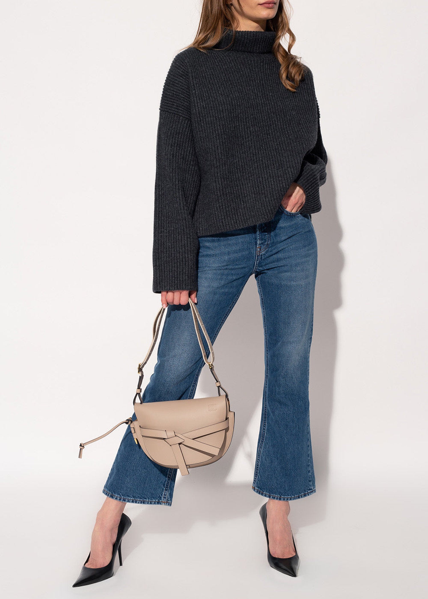 Pantalon à jambes évasées en denim - Mid Blue