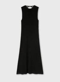 BLACK SILK KNIT DRESS WITH CROCHET DETAIL