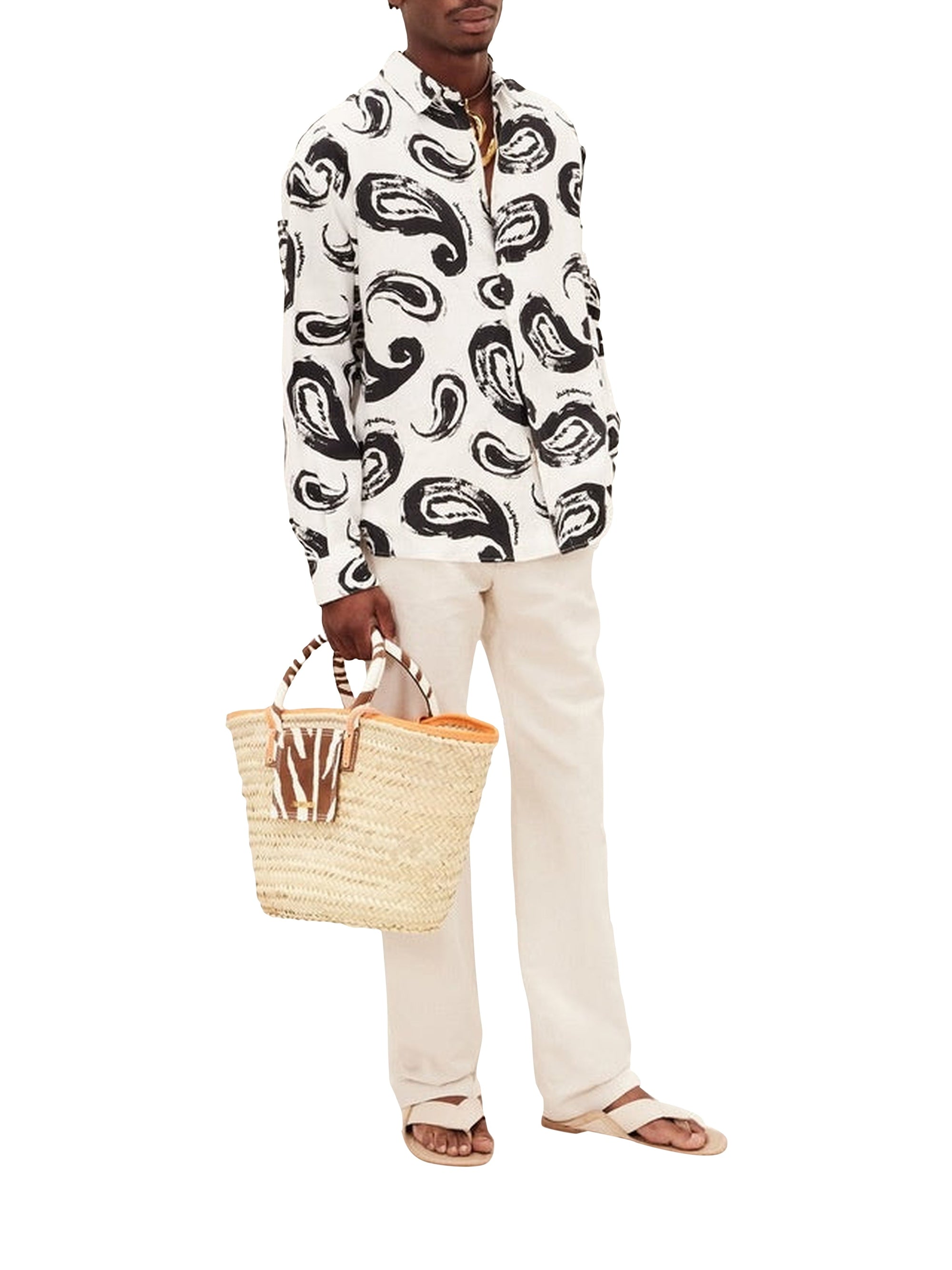 PRINT WHITE/BLACK PAISLEY LA CHEMISE SIMON